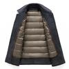 Men's Winter Mid-Length Wool Coat with Detachable Down Liner - Luxury Business Lapel Outerwear