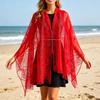 Women's Lace Shawl Fringe Cover Up Hollow Out Sheer Poncho Sun Protection Wrap for Travel Beach Holiday