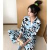 Women's Star Print Long-Sleeve Pajama Set - Black