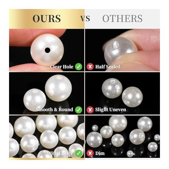 Bead Mix Set 720 Pieces Pearl Beads Handicraft Accessories Parts Spacer Set Handmade Round Beads Strap Bracelet Parts Assortment DIY Handicraft