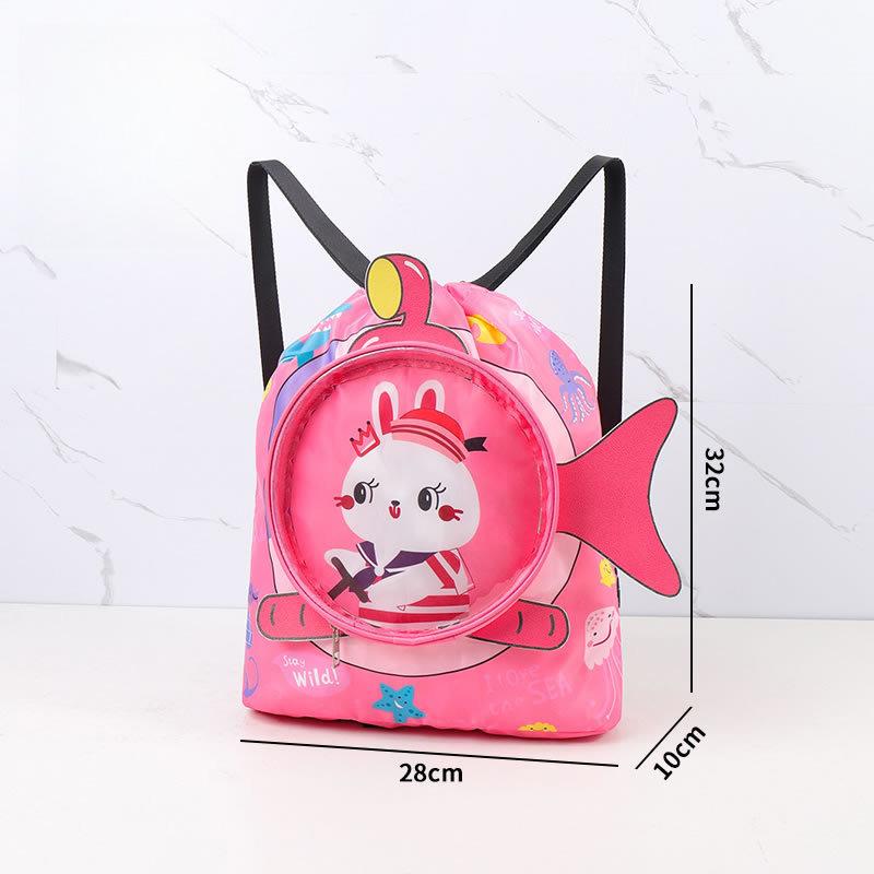 

Children s Waterproof Dry Wet Separation Swimming Bag, Cute Cartoon Kids Travel Sports Backpack, Portable Beach Bag for Boys and Girls S Яскраво-рожевий
