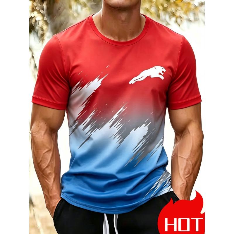 Fashionable New Black and White Minimalist Printed Short-sleeve T-shirt, Summer Casual Breathable and Comfortable Gym Sports Men's T-shirt