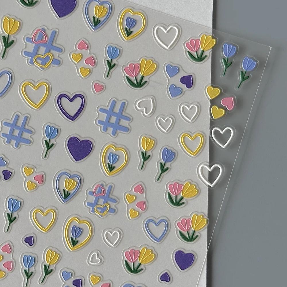Self Adhesive Nail Sticker Tulip Decal Nail Art Sticker Cartoon Stickers  for Nail Art Decoration
