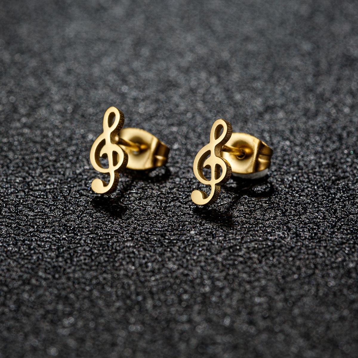 

1 Pair Mini Music Earrings Stainless Steel Lovely Small Ear Studs for Women Charm Musical Earring Jewelry gift