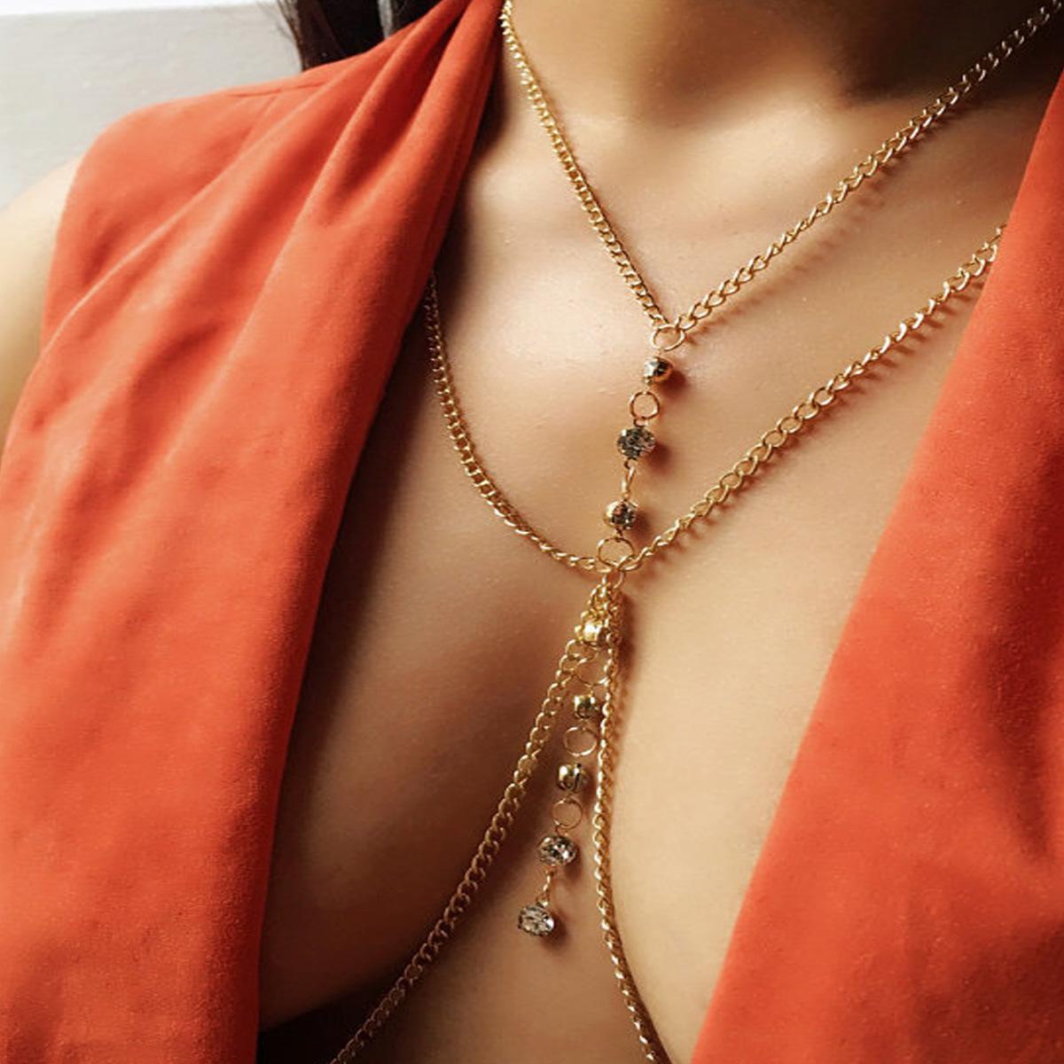 

Європейський та американський жіночий двошаровий модний ланцюжок для тіла зі сплаву