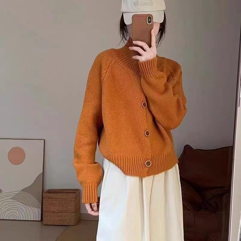 Women's Pullover Sweater New Jacket High Neck Autumn and Winter Style Knitted Cardigan