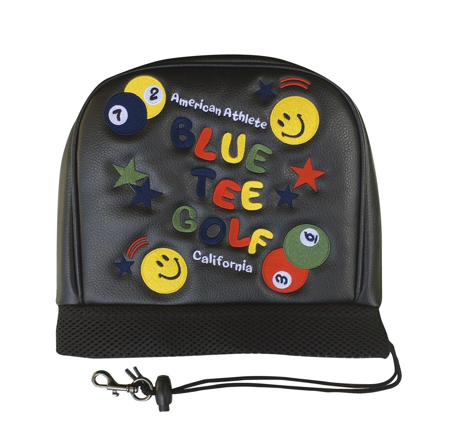 

BLUE TEE GOLF California Премиальный вышитый чехол на голову клюшки-кота типа Улыбка [SMILE & PINBALL] (черный), (для утюгов) чёрный