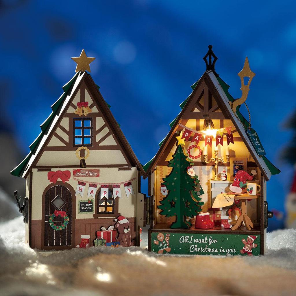 ROBOTIME Rolife 3D Puzzles Twinkling Xmas House DIY Miniature House DS036