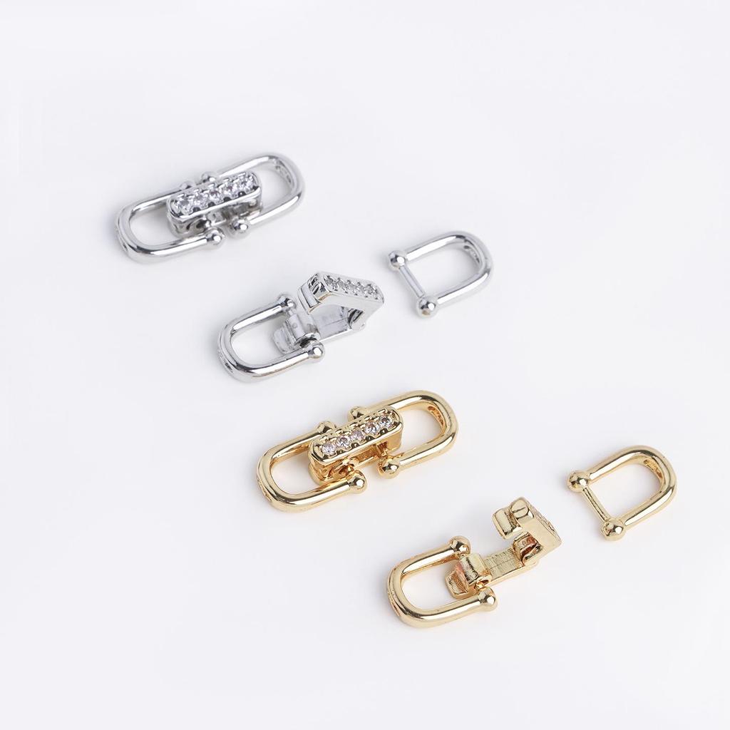 18K Gold-Plated Double U Buckle Bracelet/Necklace Clasp Connector for DIY Jewelry