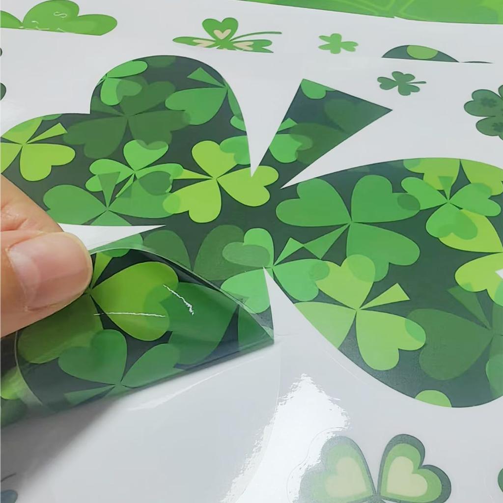 Shamrock Window Clings St. Patrick's Day Sticker Decals for Spring Festival Glass Wall Door Decorations 9 Sheets Home Room Art Appliques