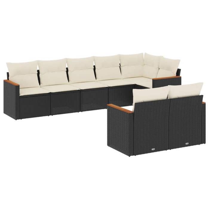 VidaXL Garden Lounge Set with Cushions 8 Pcs, Patio Sofas, Patio Furniture Set, Outdoor Furniture, Black 3258549