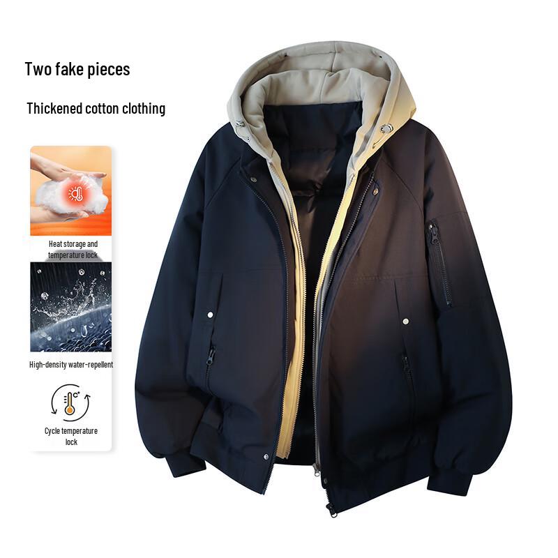 VUUG Men's Faux Two-Piece Hooded Padded Jacket