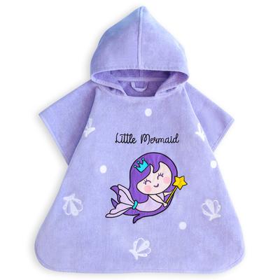 Milk&Moo Little Mermaid Kids Poncho, %100 Cotton, One Size, 22,5x24 In