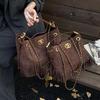 2025 Women's Retro Tassel Tote & Crossbody Bag - High-End Light Luxury