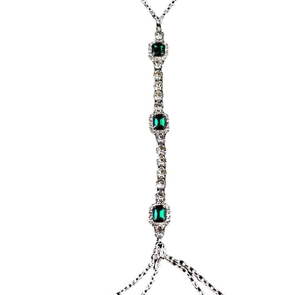 Emerald Bust Chain, Sexy Fashion Bikini Body Jewelry, Minimalist Rhinestone Elegant European & American Style Body Accessory