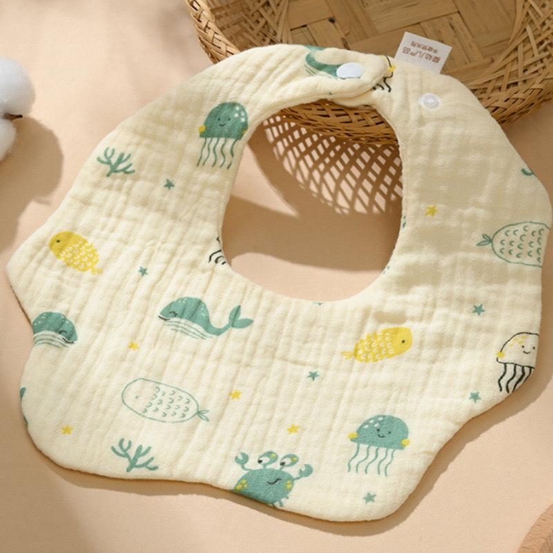 Baby saliva towel, pure cotton four-layer newborn bib, anti-spitting milk triangle towel, spring and summer thin baby petal bib
