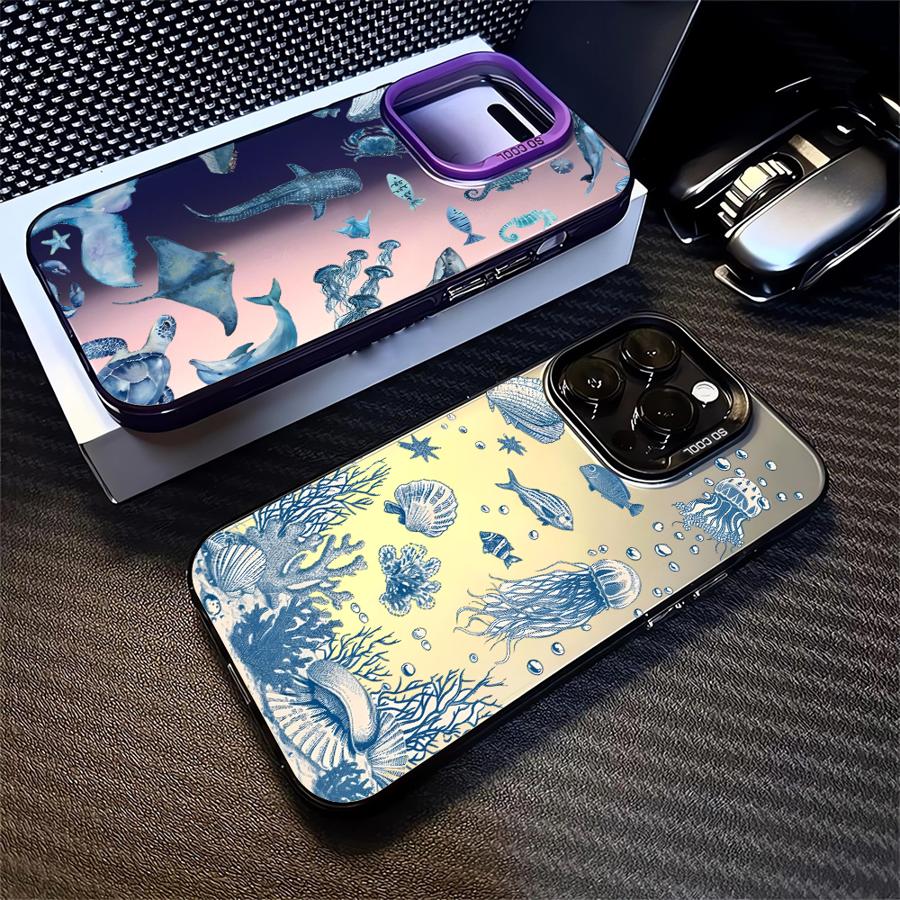Colorful Silver Marine Organisms Phone Cover Case for iPhone 17 Pro Max 13 11 Air 14 Plus 16 15 12 Pro