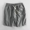 Men's Summer Khaki Shorts: Korean Style, Loose Fit, Breathable Cotton Linen, Straight Leg, Casual Sport Design.