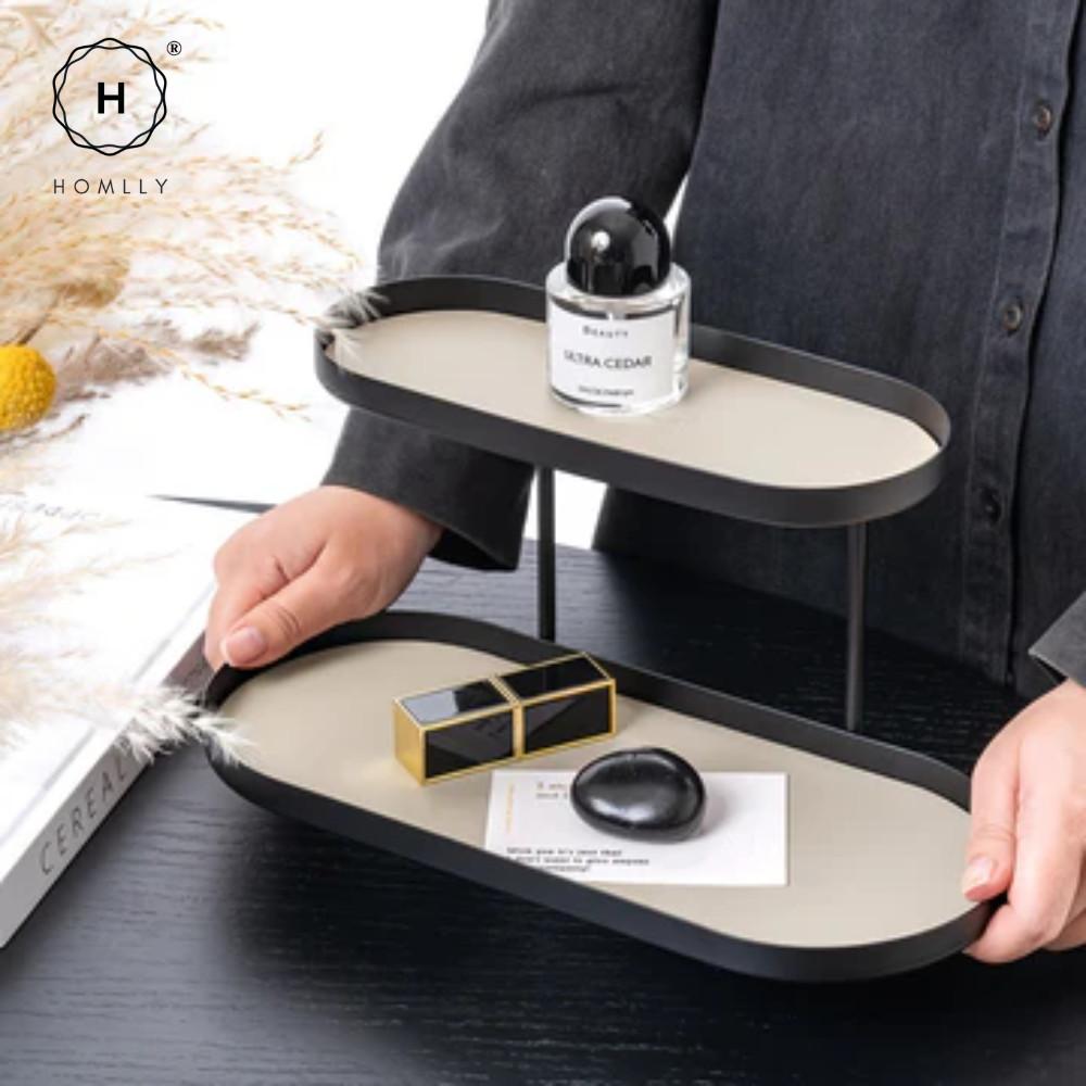 Homlly Lako Double Tier Desk Display Storage Tray Rack