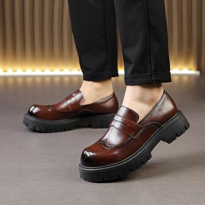 Klassische Herren Slipper Schwarz und Braun Herren Ein-Fuß Bequem Dicksohlige Rutschfeste High-End Lederschuhe Größe 38-46 Herrenschuhe
