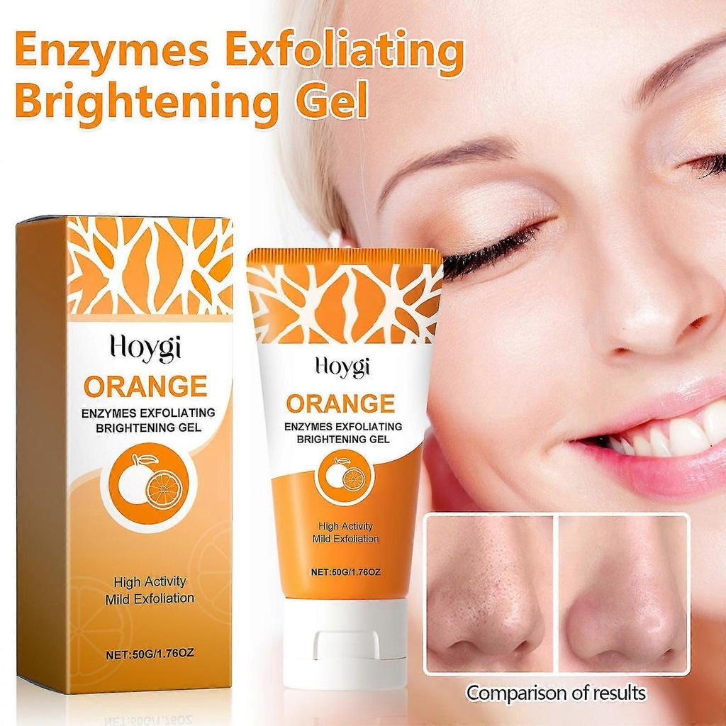 Orange Enzymes Exfoliating Brightening Gel, Remove Blackheads Deep Cleansing, Orange Exfoliating Gel Scrub Face Body Skin Natural Peeling Gel