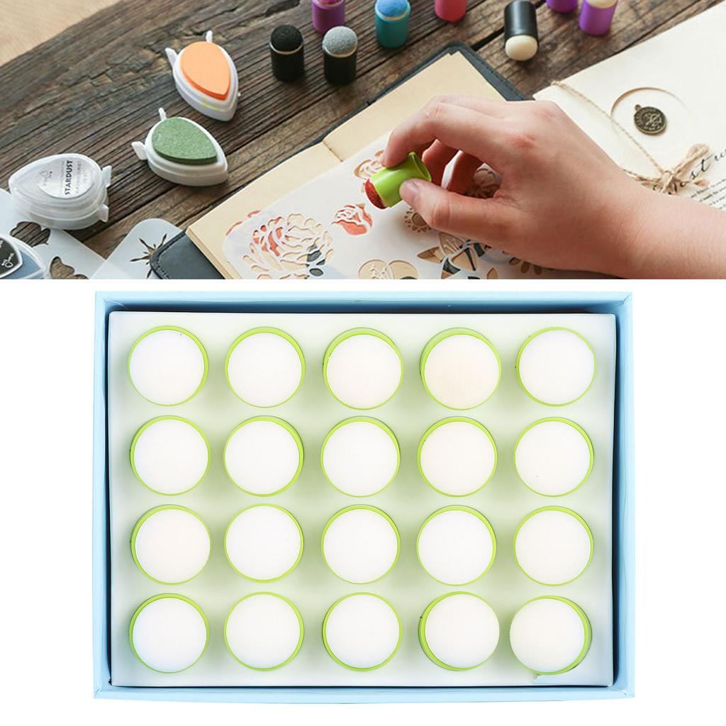 20Pcs Finger Sponge Daubers Green Children  Painting Ink Pad Stamping Tools Boxed