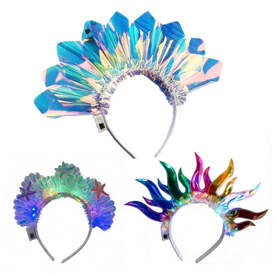 1/2 Stück LED Leuchtendes Stirnband Verstellbar Leicht Holografische Folie Leuchtendes Haarband Herren Damen Feiertags-Tanzparty Haar-Accessoires