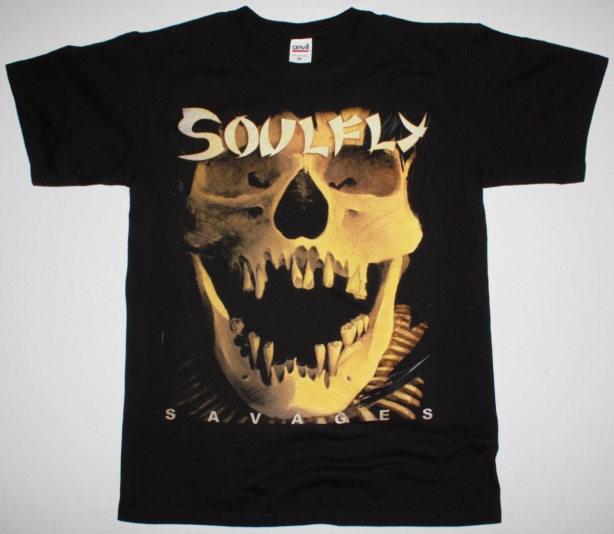 Vtg SOULFLY SAVAGES Out Boy band Heavy Cotton Black All Size Men Shirt MM078 S разноцветный