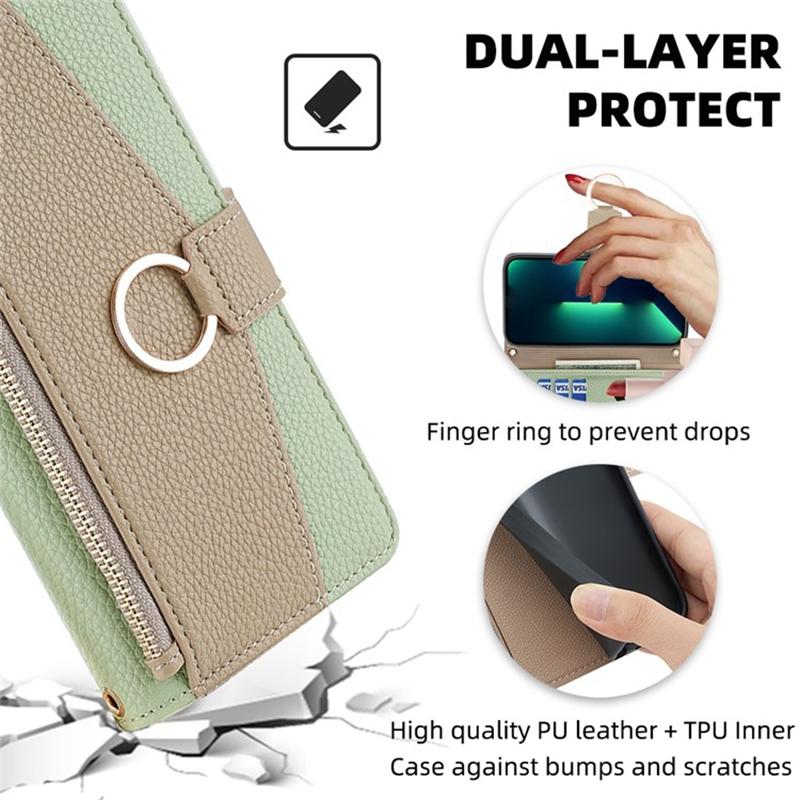 For Xiaomi Redmi Note 13 Pro+ 5G Crossbody Case Zipper Pocket Phone Cover with Makeup Mirror