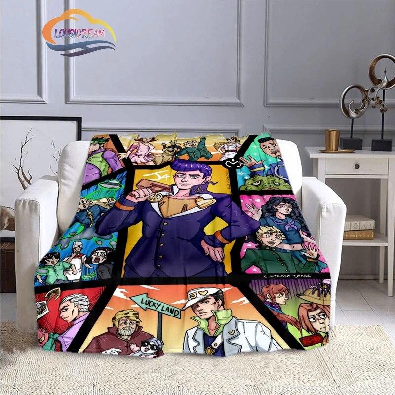 Karikatura JoJo's Bizarre Adventure Stone Ocean Deka Měkký fleece Throw Lehká All Seasons Teplá pro gaučovou přikrývku
