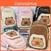 Capybara Oxford Fabric Backpack With Print Pattern And Durable Design Kids For