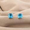 Swiss Blue Topaz Gemstone 925 Sterling Silver Handmade Jewelry Partywear Studs Earring 1" For Birthday EE-181-14