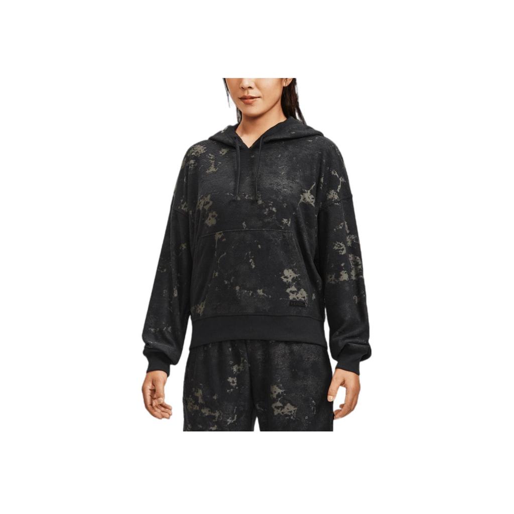 Under Armour Journey Washed Embossed Hoodie Pullover Women Tops Black 1376915-001