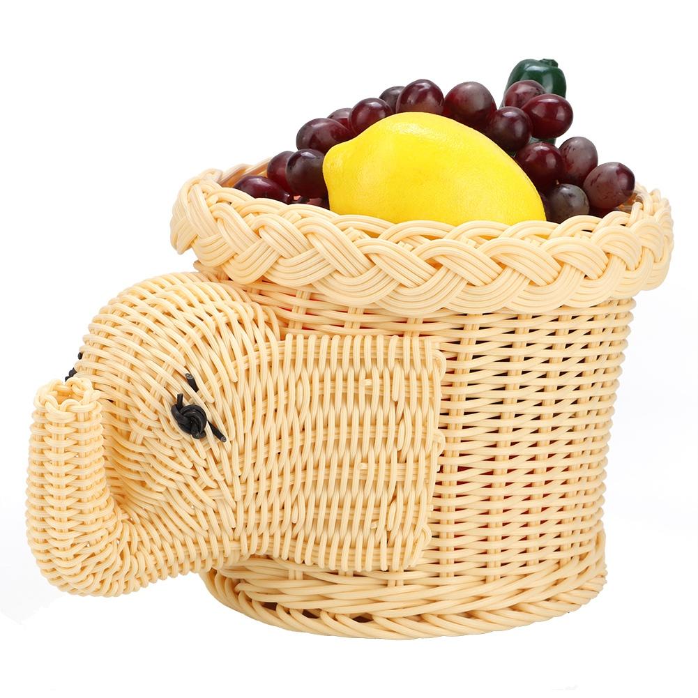 Cartoon Elefantenform Rattan Brot Obst Snacks Aufbewahrungskörbe Lebensmittel Servierkörbe(Braun)