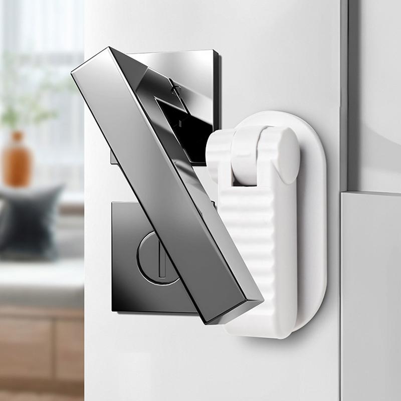 Door Rod Lock Universal Door Lever Lock Anti Opening Handle Child and Baby Safety Lock No Drilling Multifunctional Hidden Button