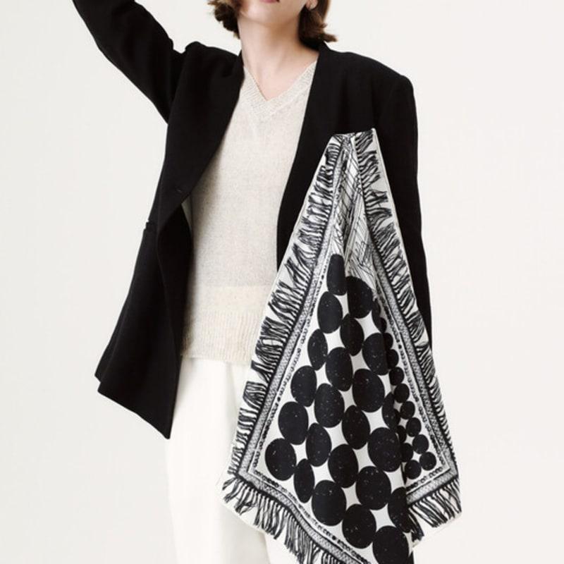 ONSZ Printed Fringe Silk Scarf