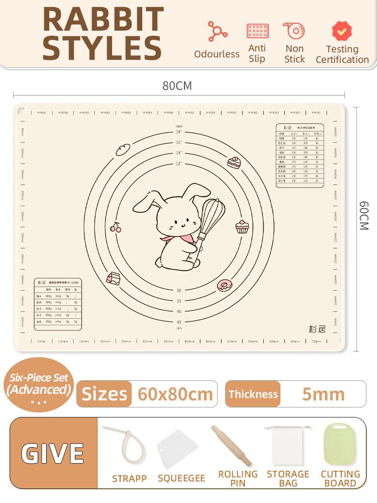 Zackoo Silicone Kneading Mat Foodgrade Thickened Large Household Panel Backing Dough Rolling Dumpling Pad Plastic Chopping Board