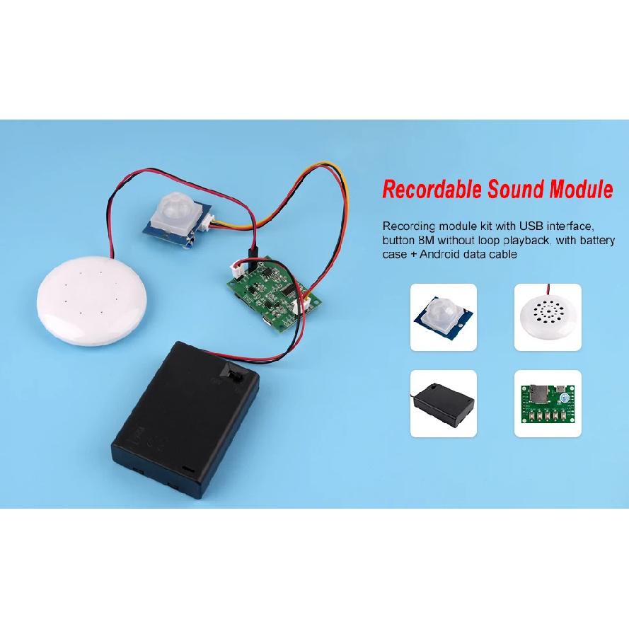 PIR Infrared Sensor with Sound Recording Module MP3 Music Voice Playback Kit Support USB Download TF Card for DIY Shop Welcomer