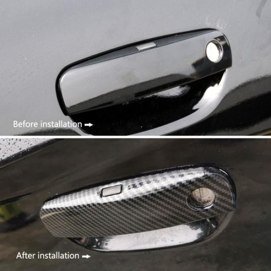 Carbon Fiber Style Door Handles Trim Cover Fit For Dodge Challenger 2015-