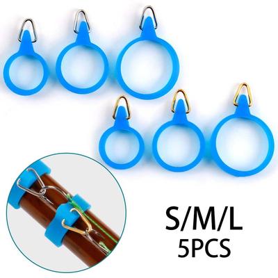 Rubber Rings Elastic Fishing Rod Hook Keeper Fly Pole Metal Holders