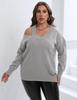 Women's Plus Size Off-the-Shoulder Knit V-Neck Sweater - Autumn & Winter Collection