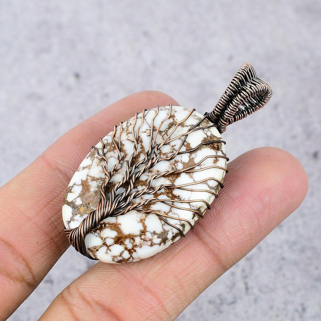 Wild Horse Jasper Handmade Gemstone Pendant, 999 Copper Wire Wrapped Pendant Antique Jewelry, For Engagement Gift