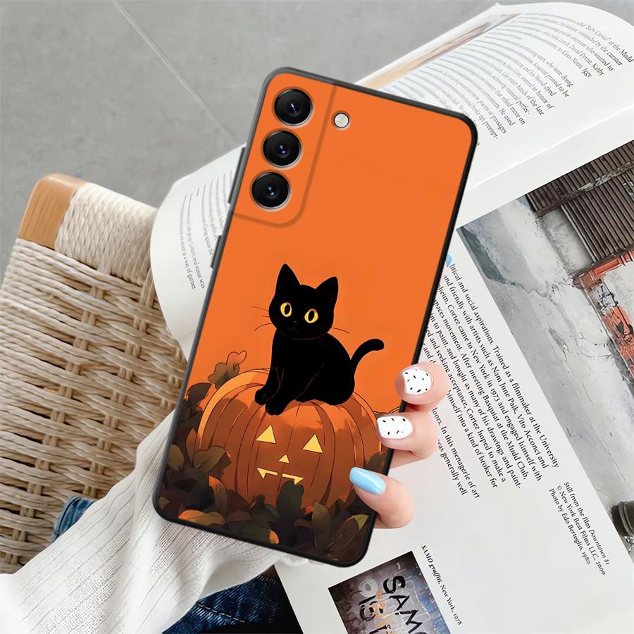 Pumpkin Spider Case for Samsung Galaxy A50 A10 A12 A40 A16 A06 A70 A04 A03 A20 A13 A05 A30 A15 Black Soft Phone Cover