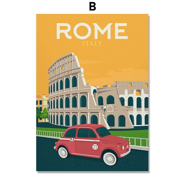 World Famous Landmark Building Illustration Nordic Art Wall Posters And Prints Canvas Painting Pictures For Living Room Decor