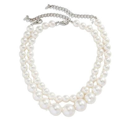 Pack of 2 Vintage Pearls Beads Necklace Clavicle Chain Neck Jewelry Pearls Necklace Pearls Material Gift for Girl Woman