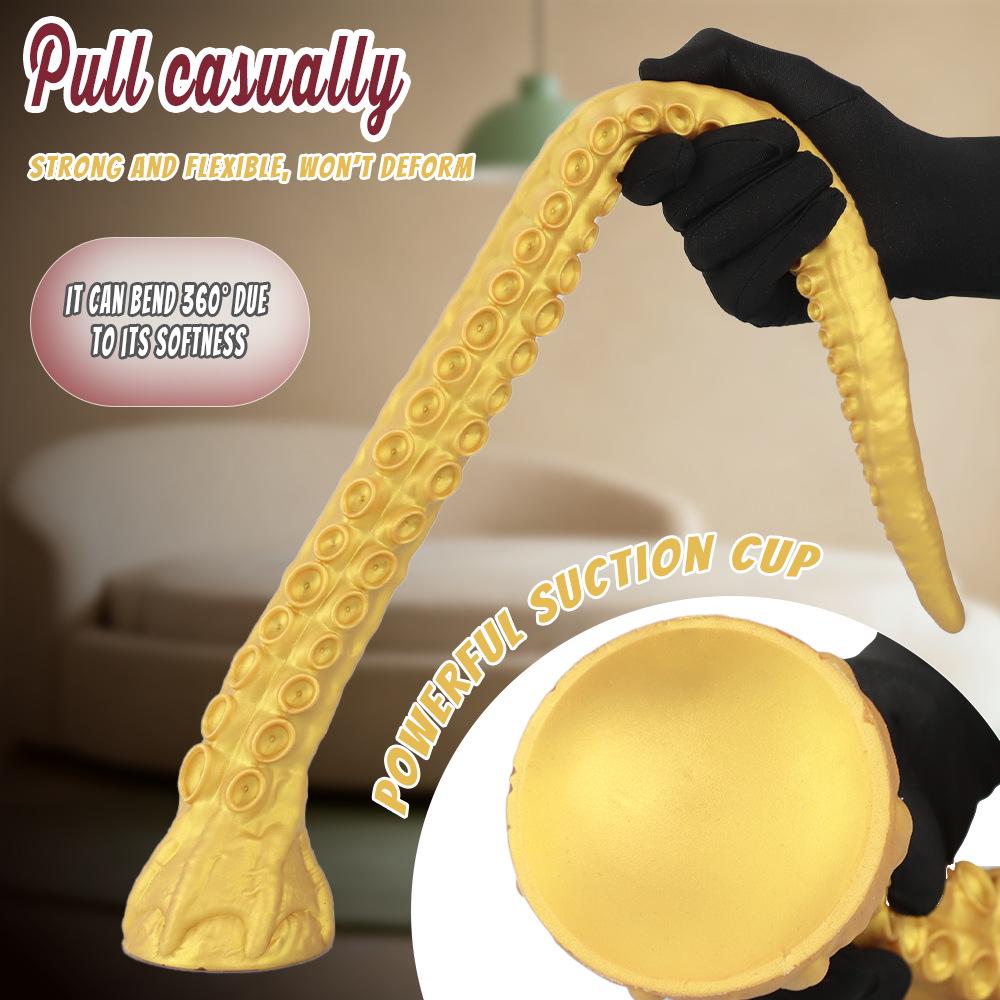 Golden Octopus Tentacle Anal Plug & Whip - Soft Dilator & Female Masturbator Toy