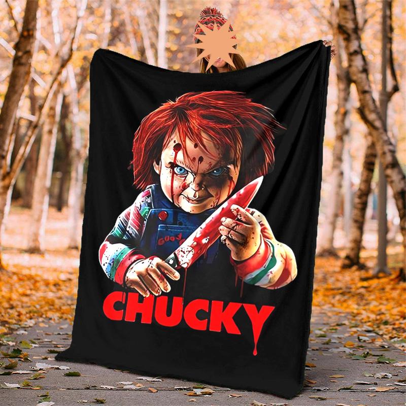 Chucky Flannel Blanket Soft Warm All-Season Throw, Design for Camping, Car Travel, Hiking Sofa, Bed, Office Perfect Gift for Parties