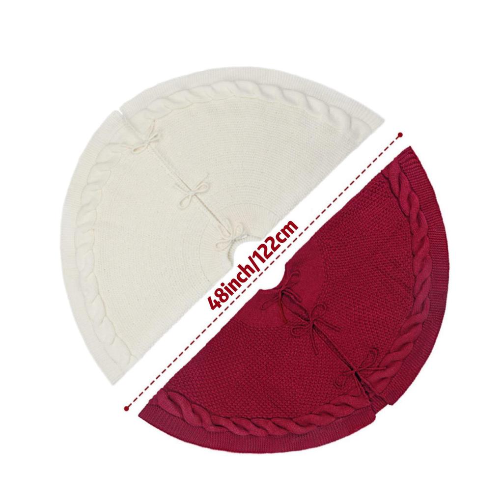 Rote und weiße gestrickte Weihnachtsbaumdecke Dekoration
