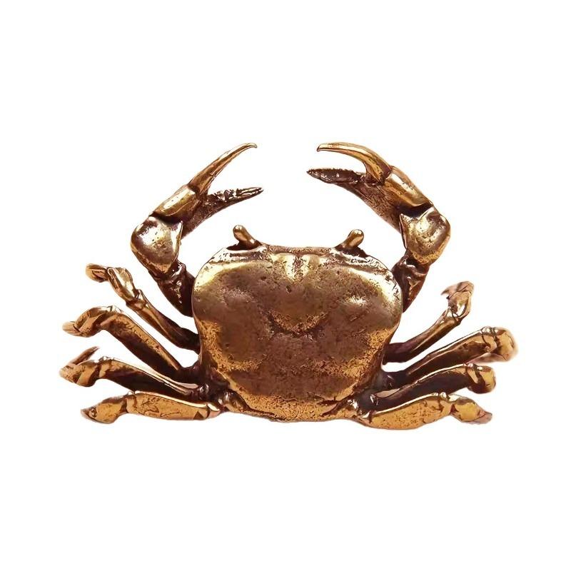 Brass Crab Figurine Tea Pet Desktop Ornament Miniature Statue Antique Copper Craft Handheld Art Piece Home DéCor