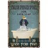 Funny Vintage Dog Tin Sign Rustproof Bath Wall Decor English Springer Spaniel Soap Lover Gift 8x12 Inch